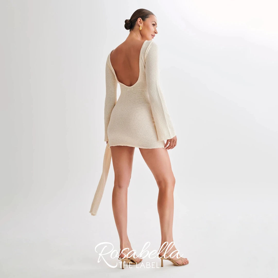 Long-Sleeve Ruched Mini Dress