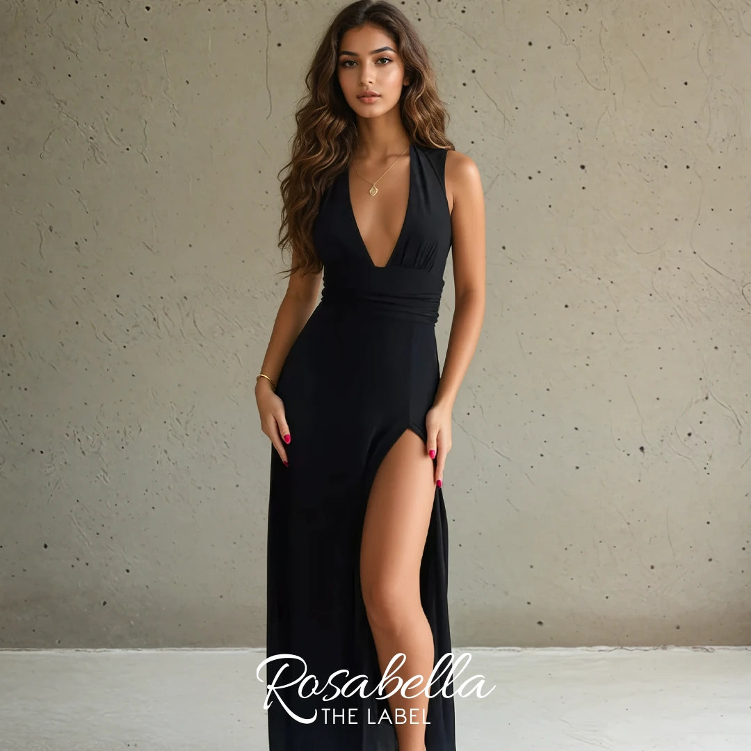 V-Neck Maxi Dress with Slit