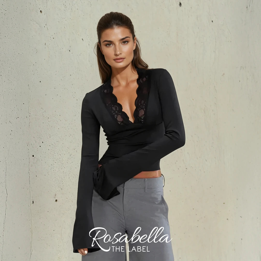 Chic V-Neck Trumpet Sleeve Top