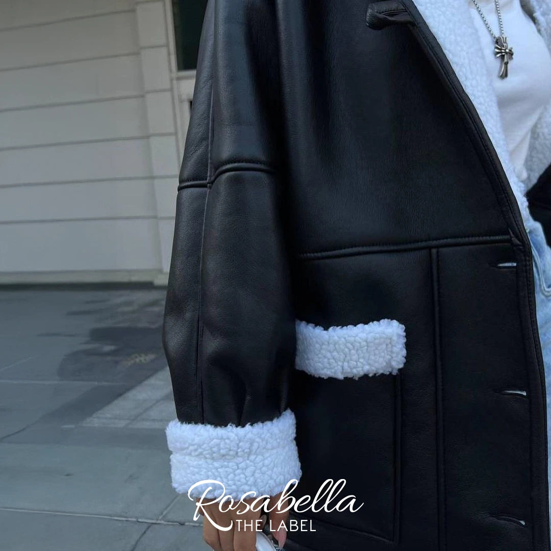 Oversized Leather Shearling Coat