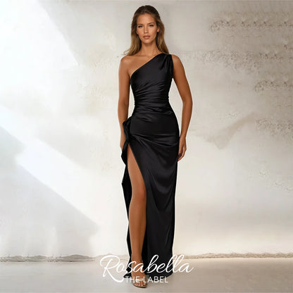 One-Shoulder Satin Maxi Dress