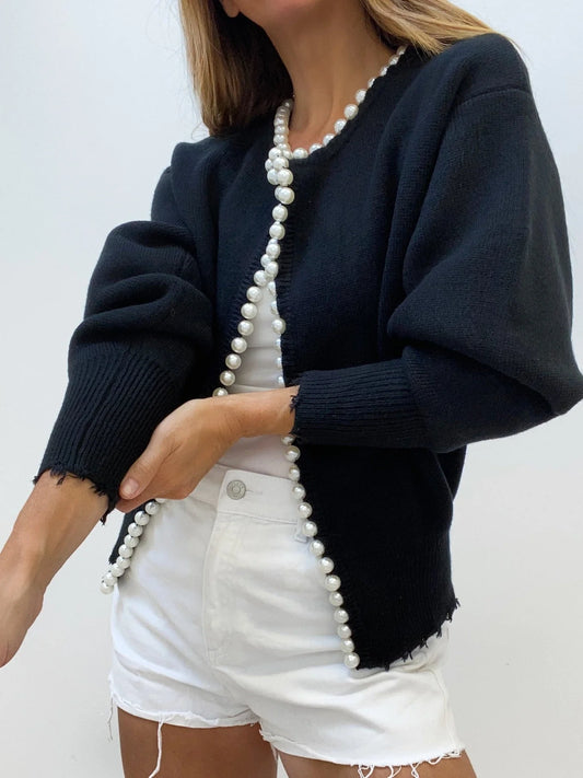 Pearl-Trim Cardigan