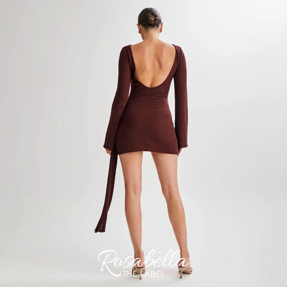 Long-Sleeve Ruched Mini Dress