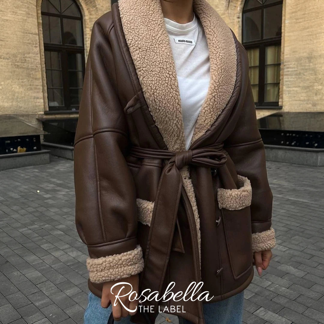 Oversized Leather Shearling Coat