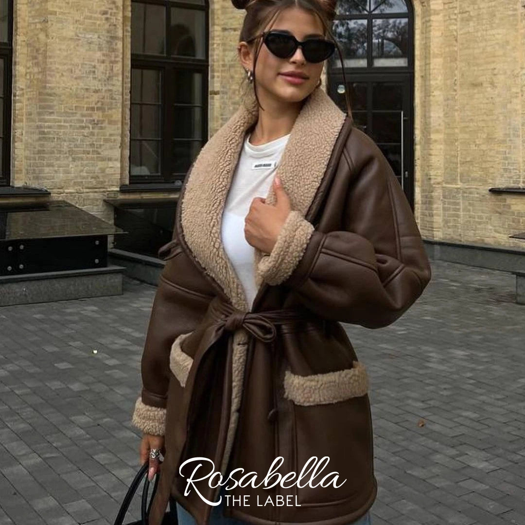 Oversized Leather Shearling Coat