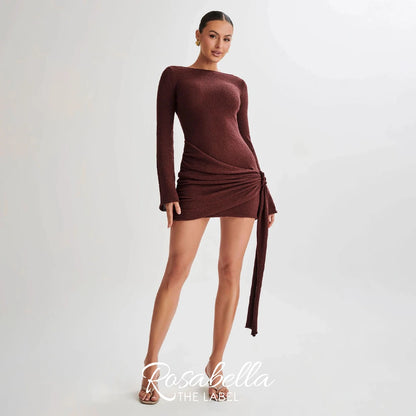 Long-Sleeve Ruched Mini Dress