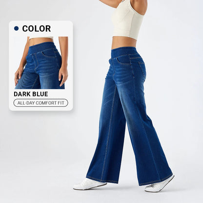 High Waist Stretch Wide-Leg Jeans