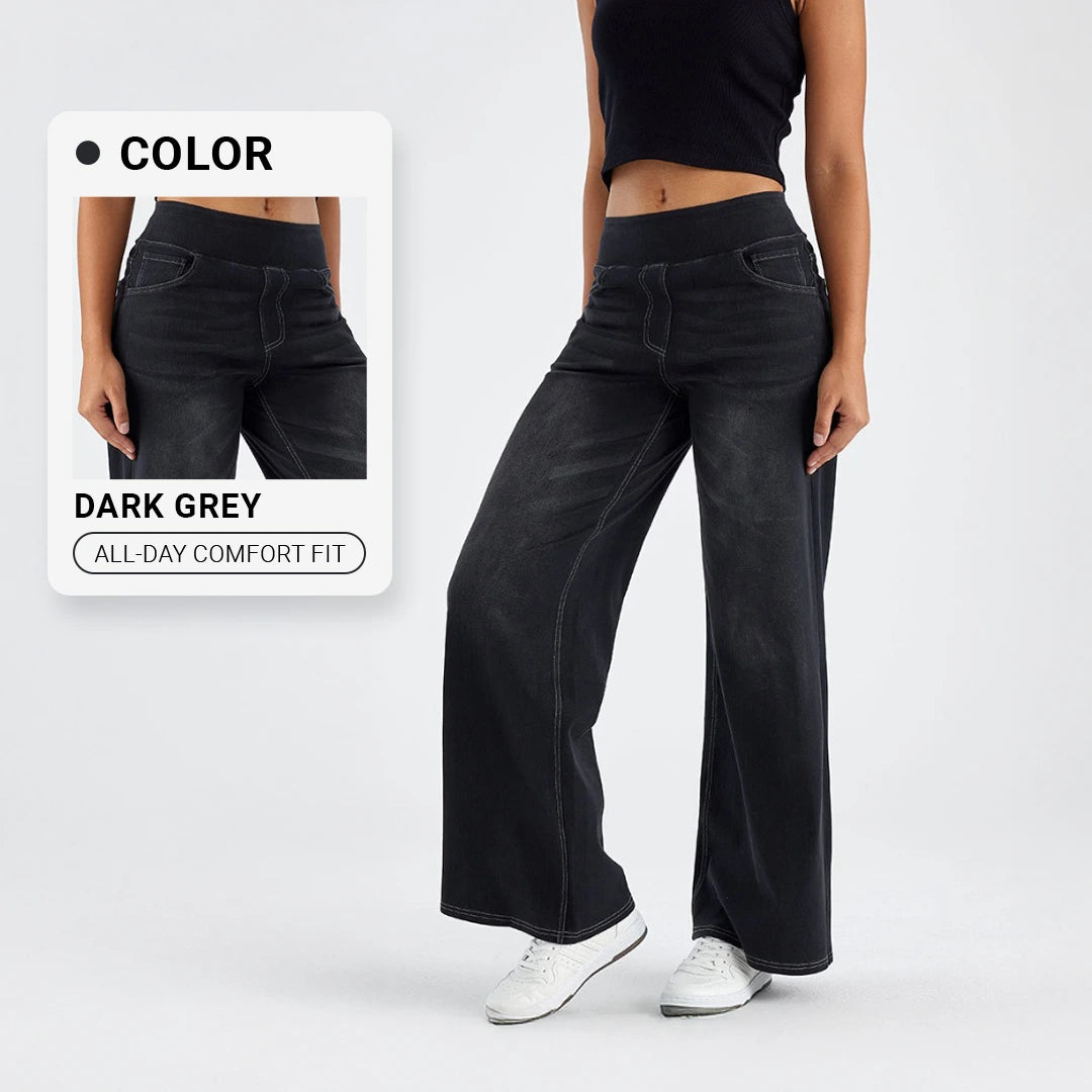 High Waist Stretch Wide-Leg Jeans