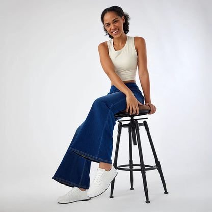 High Waist Stretch Wide-Leg Jeans