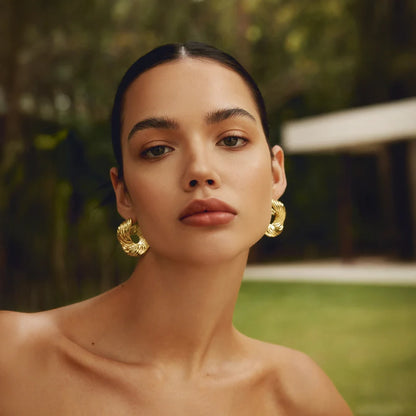 Golden Twist Statement Earrings