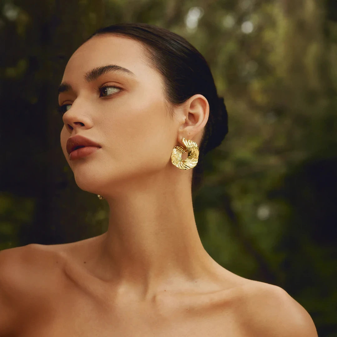 Golden Twist Statement Earrings