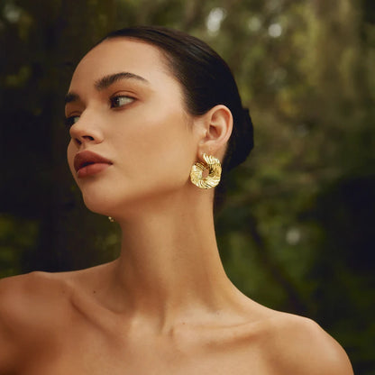 Golden Twist Statement Earrings
