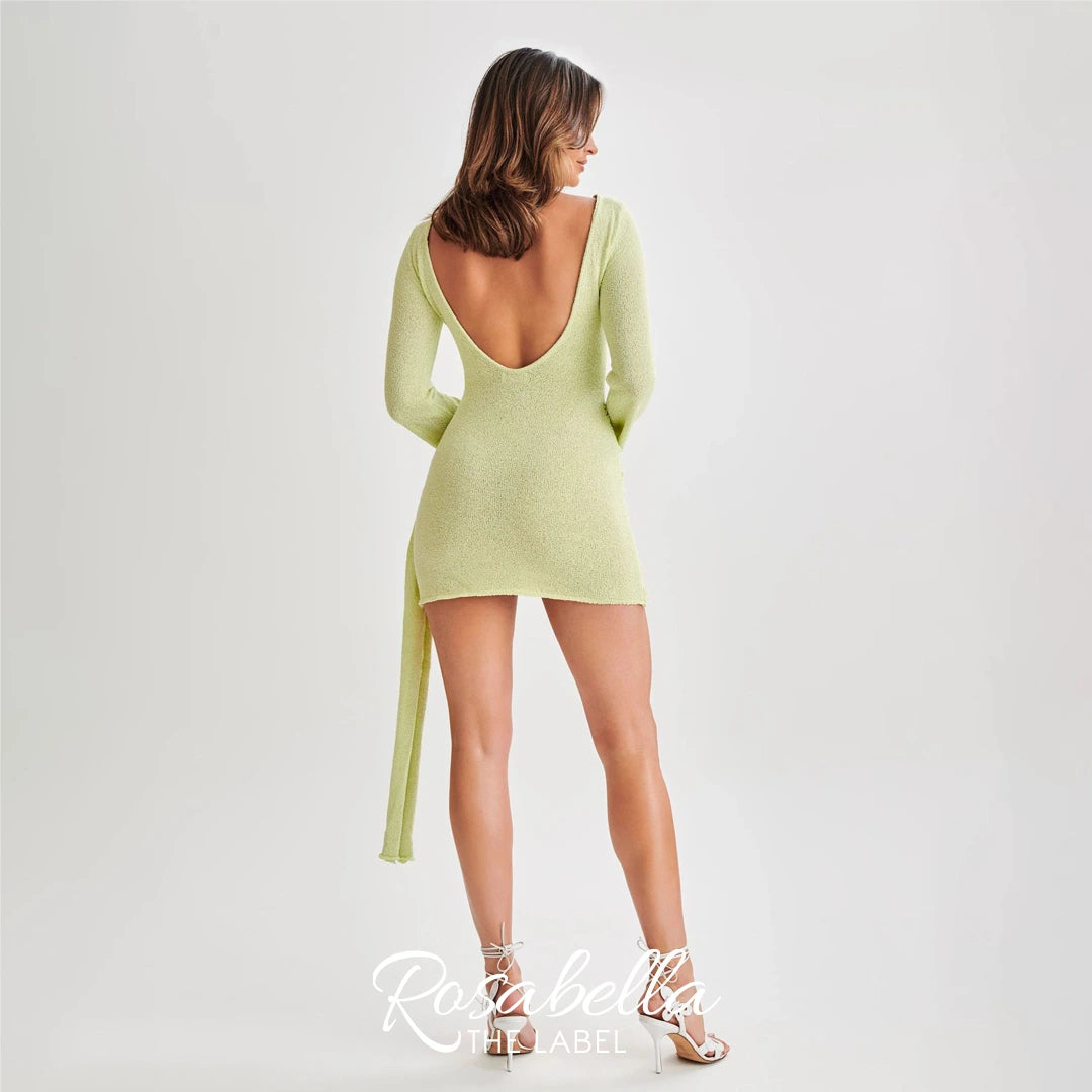 Long-Sleeve Ruched Mini Dress