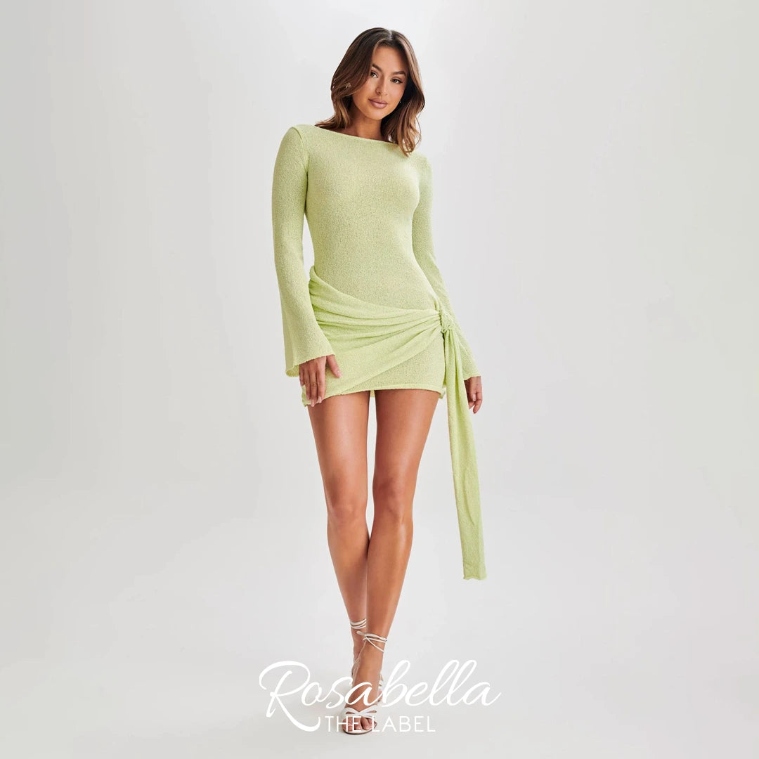 Long-Sleeve Ruched Mini Dress