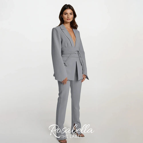 Suit with Belted Blazer