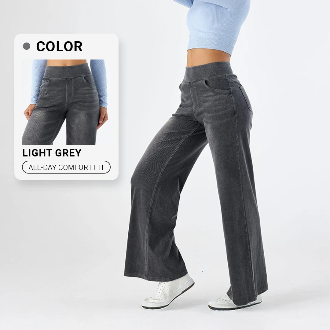 High Waist Stretch Wide-Leg Jeans