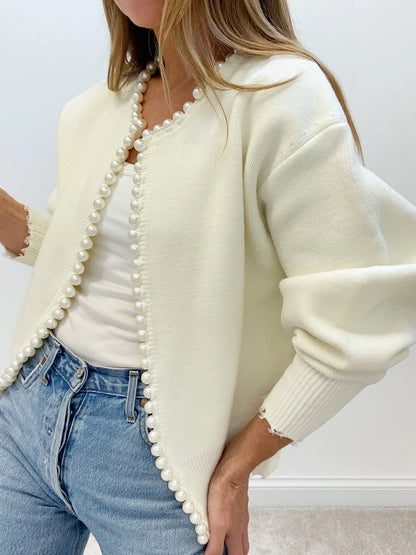 Pearl-Trim Cardigan