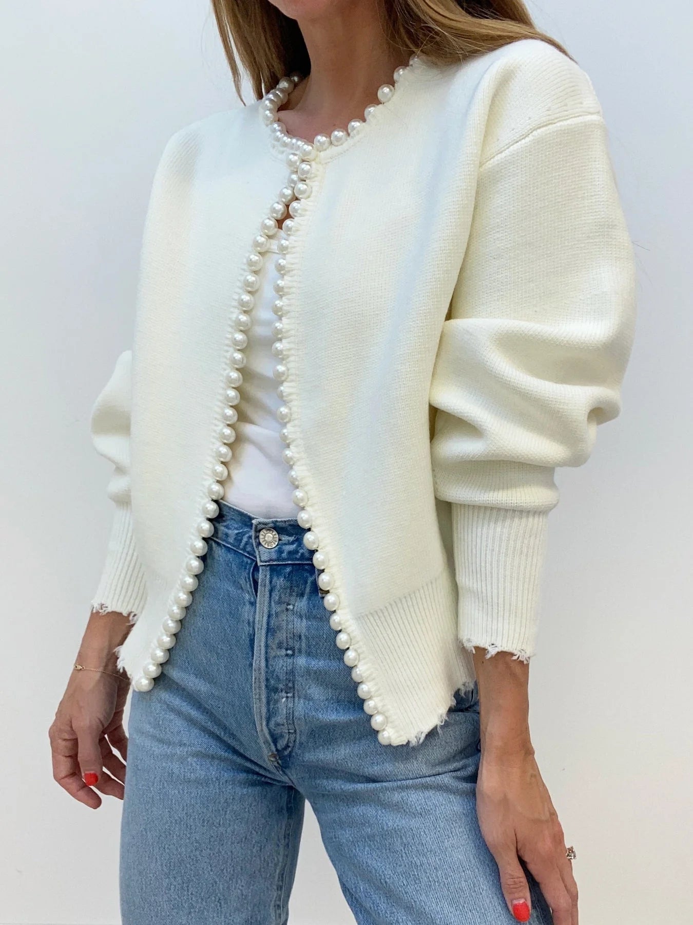 Pearl-Trim Cardigan