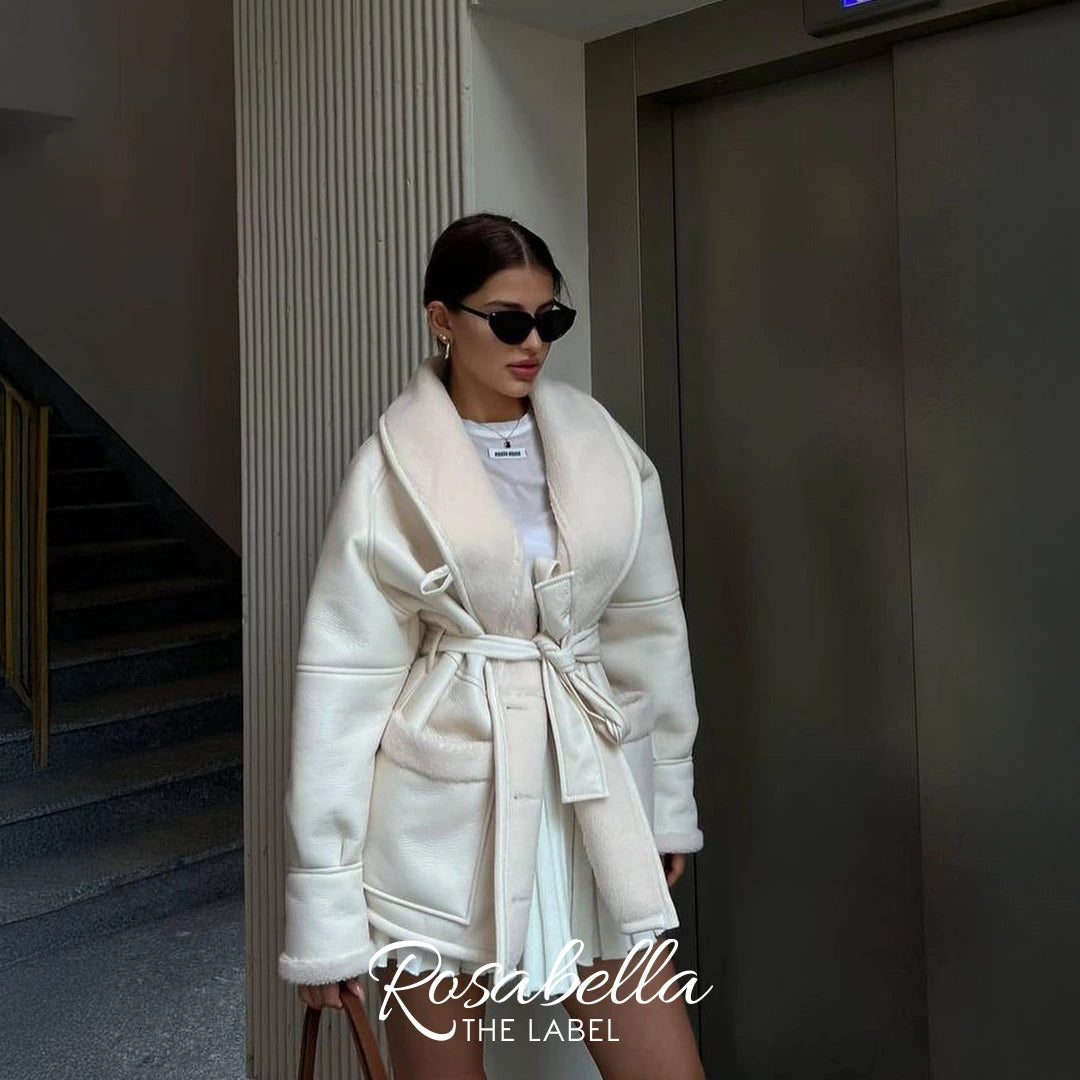 Oversized Leather Shearling Coat