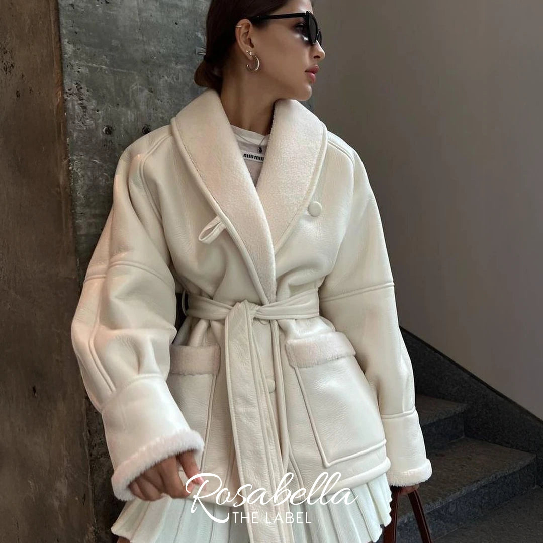 Oversized Leather Shearling Coat