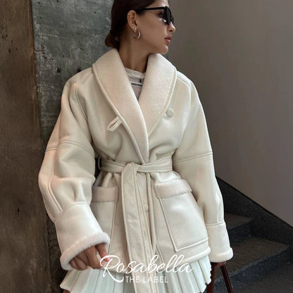 Oversized Leather Shearling Coat