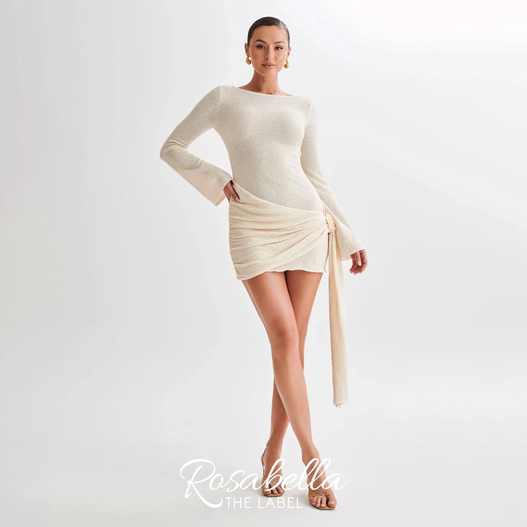 Long-Sleeve Ruched Mini Dress