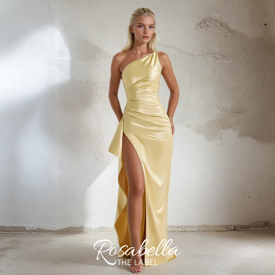 One-Shoulder Satin Maxi Dress